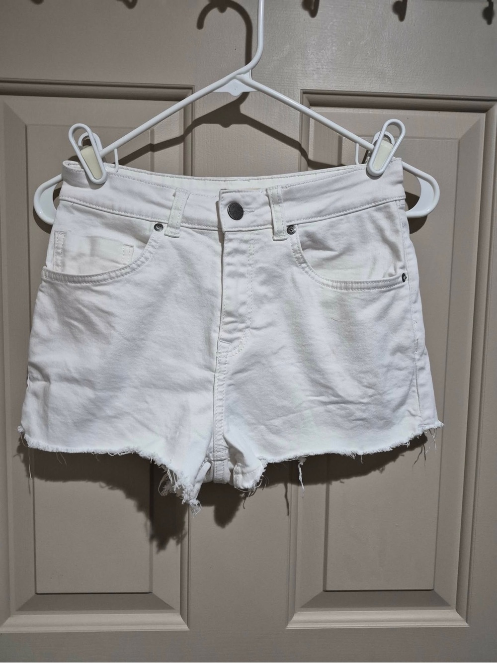 Roxy White Frayed Hem Denim Shorts